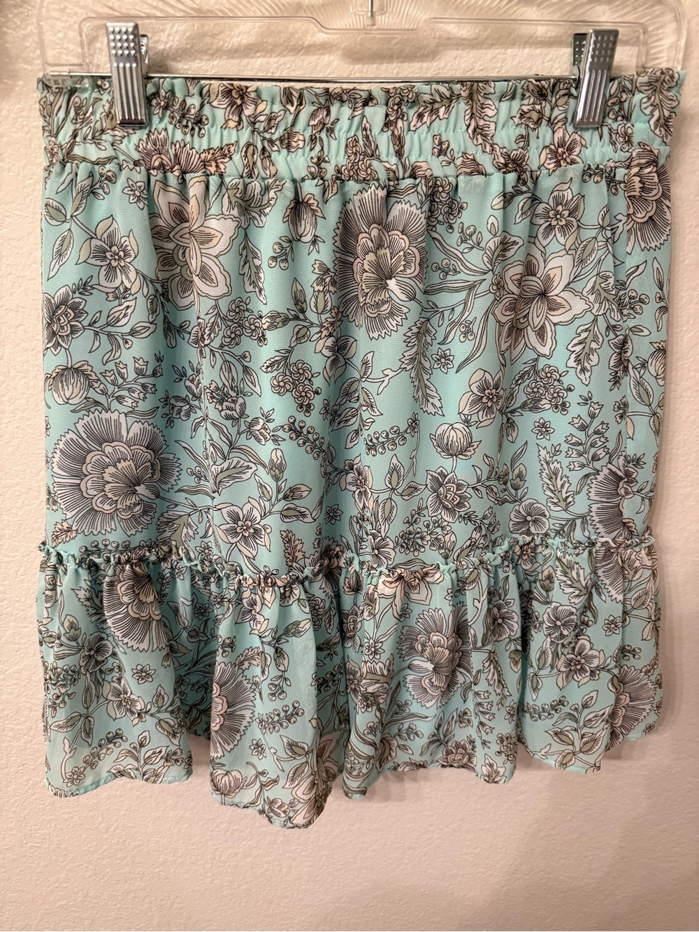 LOFT Mint Floral Tiered Mini Skirt x 2